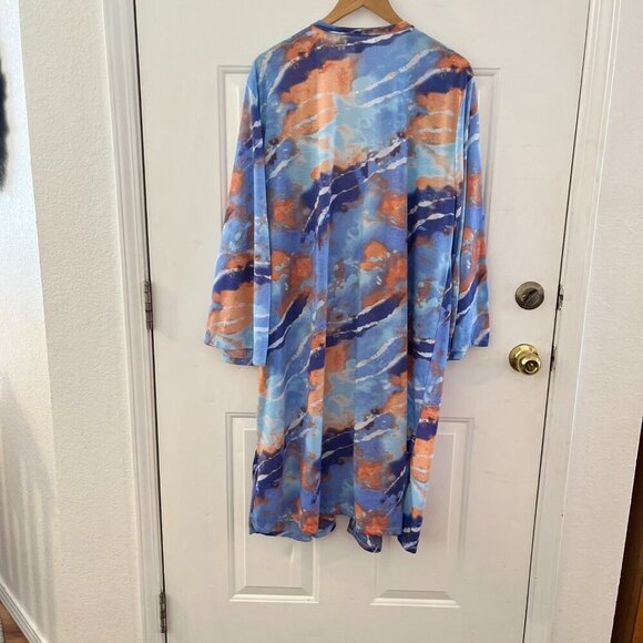 New York Laundry Plus-Size Tie-Dye Cover-up Kimono Duster Lounge Robe Sz 3x - Picture 6 of 8